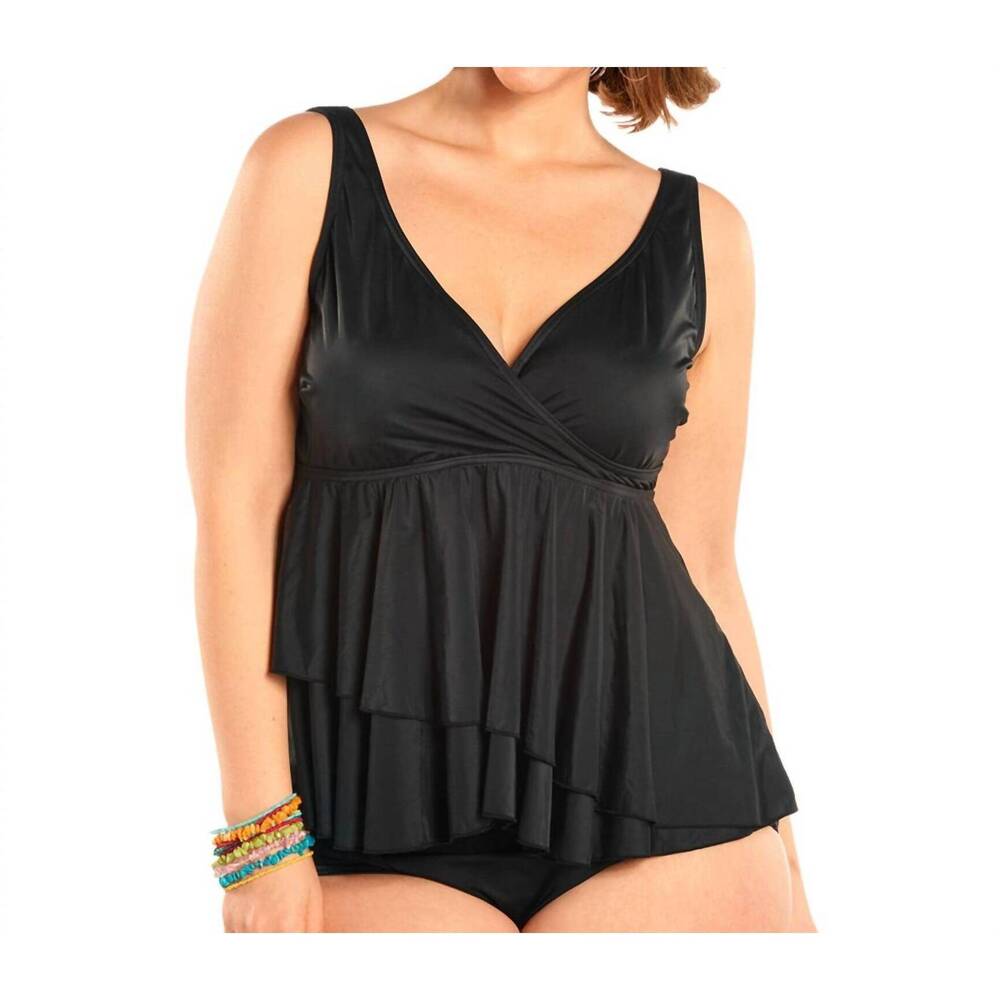 NEW ALWAYS FOR ME plus size opulent wrap tankini top with matching tankini botto